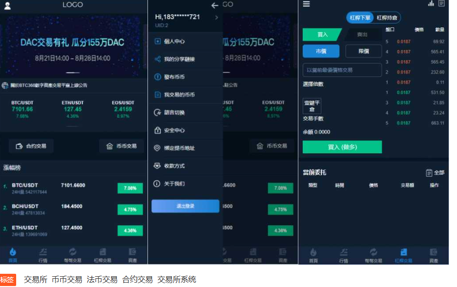 交易所多语言源码+完整数据/币币交易/法币交易/C2C交易/合约交易